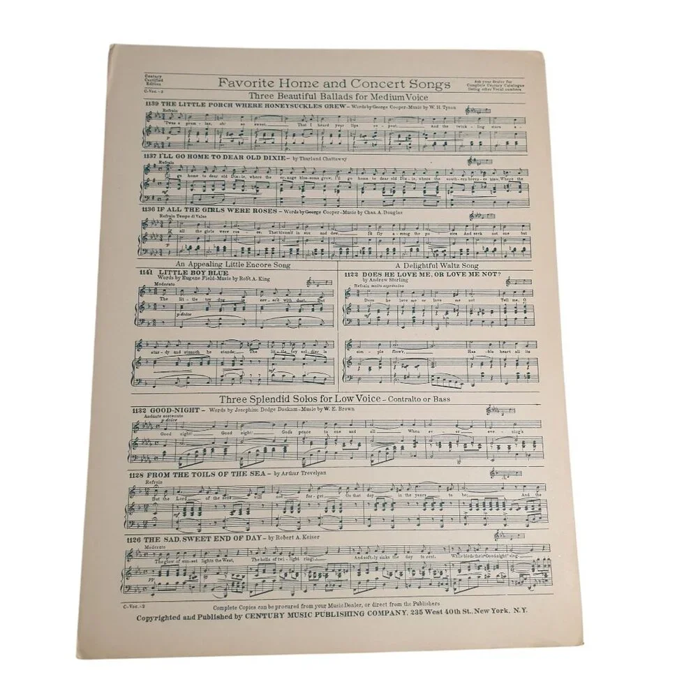 Favorite Home Songs Series Four Music Book Century Music Co Copyright 1906 Vinta